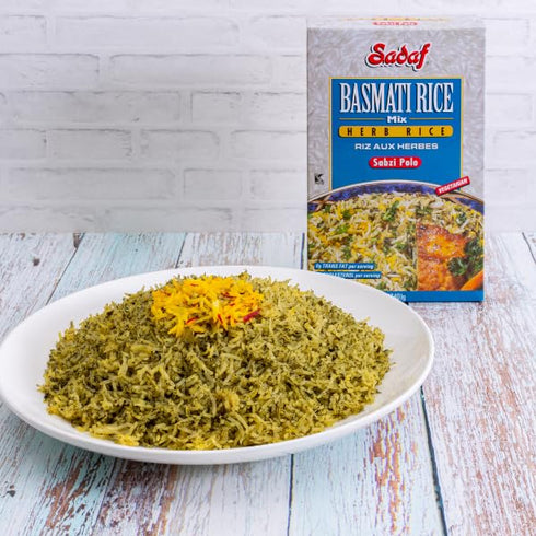 Arroz 12 Oz Sadaf Sabzi Polo - Herb Basmati Rice Mix - Traditional Middle Eastern Meal - Basmati Mix - Authentic