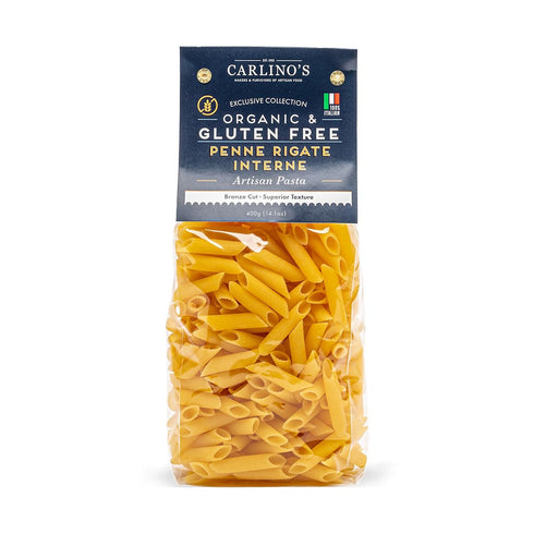 Carlino's Market 14.1 Oz (Pack 4) Carlino's Gluten-Free Penne Rigate Interne| Organic Corn and Rice Flour | Bronze Die