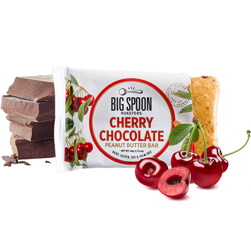 1.76 12 Pack Big Spoon Roasters Cherry Chocolate Nut Butter Bars - Low Carb, High Protein Bars w/Pea Protein - Vegan