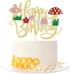 Kaoenla Mushroom Cake Topper- Glitter Mushroom Birthday Cake ToppersMushrooms and flowers in spring, the themeGirls