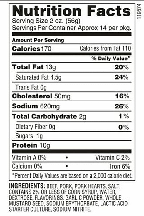 Summer 28 Summer Summer Cloverdale Tangy Sausage Ounce Gluten-Free, No Added MSG Sausage, Charcuterie Sausage (Garlic