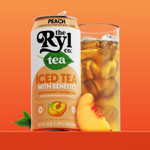 16.0 Oz (12-Pack) Ryl Iced Tea, Peach, Antioxidant Superblend, No Artificial Ingredients, Fl