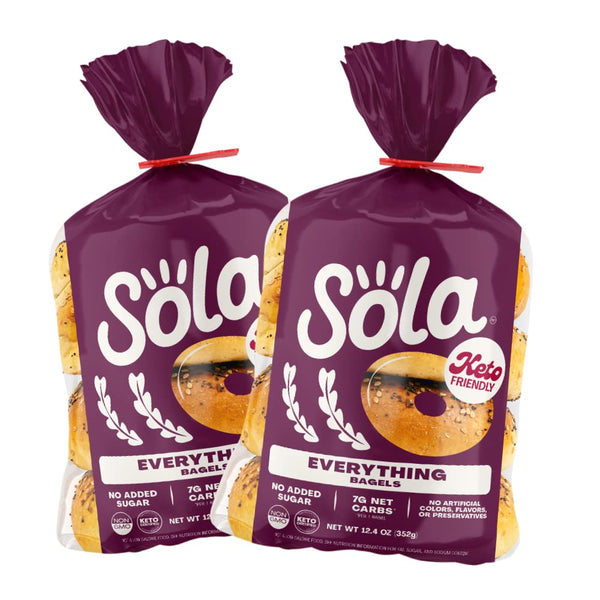 SOLA Everything Bagels, Low Carb & Keto Friendly, 16g of Protein Per