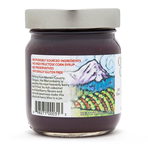 12 Oz (Pack 1) Oregon Growers Marionberry Fruit Spread - Marionberry Jam Made In Oregon, Blackberry Jam, Blackberry