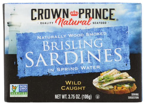 Crown Prince Natural, Brisling Sardines, in Spring Water, 3.75 oz (106 g)