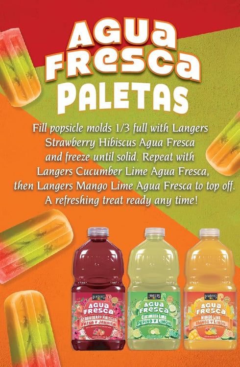 64 Oz (Pack 8) Langers Agua Fresca, Pepino y Limn (Cucumber Lime), Fl