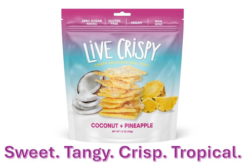 Live Crispy 4 Pack Crunchy Fruit Chips - No Sugar Added, Dried Fruit Snacks For Adults & Kids Lunch Box | Coconut