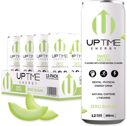 UPTIME Energy Drink, Sweet Summer Melon Sparkling, 12 Pack, Vitamin C, L