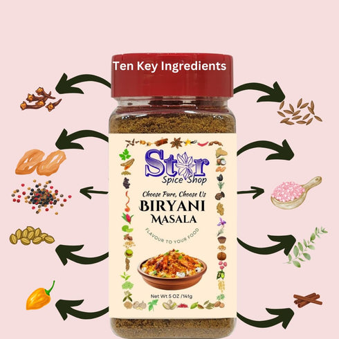 STAR SPICE SHOP 5OZ - Biryani Masala - Blend for Indian Rice Dishes, Pullao All Natural | Vegan | No Colors | Gluten