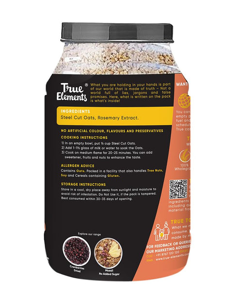 2kg True Elements Steel Cut Oats - Oats, Breakfast Cereal, Diet Food, Oats