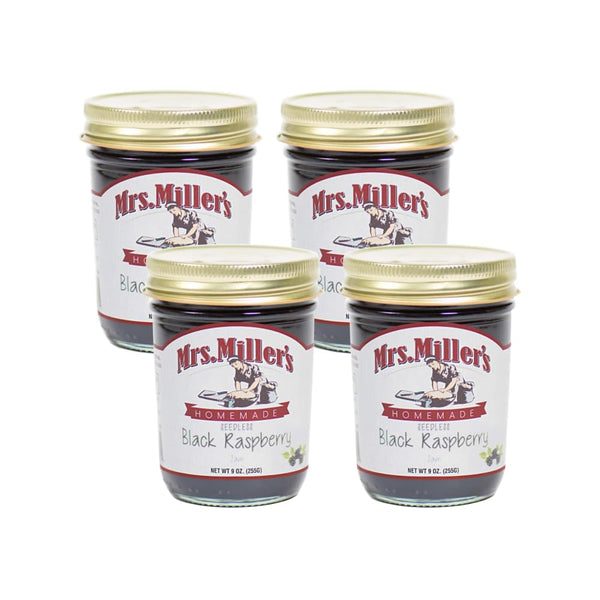 CPG.IO Mrs. Miller's Seedless Black Raspberry Jam 9 Ounce (Pack of 4)