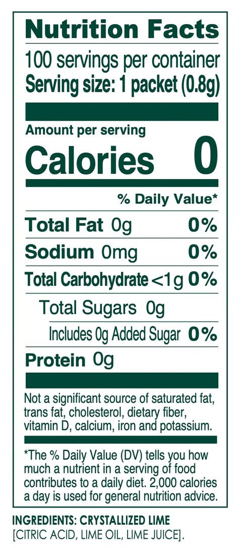 100ct (Pack 1) 0 Packets Packets True Lime of - Water Enhancer - Bulk Dispenser - Calorie Drink Mix For Water - Sugar