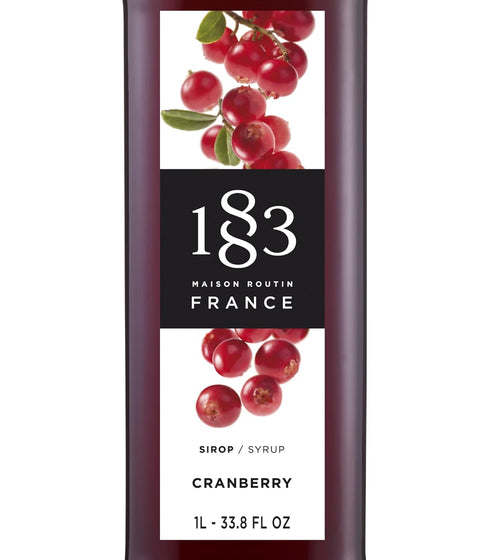 1883 1 Cranberry Syrup for Drinks, Made in France, Liter Plastic Bottle