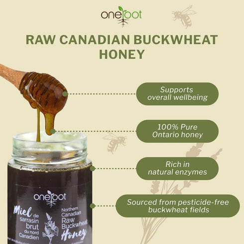 500g 17.6oz, Antioxidant-Packed OneRoot Raw Buckwheat Honey / Unheated & Unprocessed Dark Nutrient-Rich, Natural