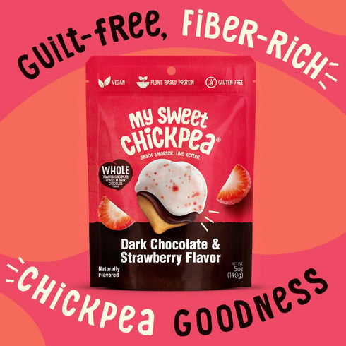 My Sweet Chickpea (2x5oz). Dark Chocolate & Strawberry Flavor Covered Chickpeas Crunchy & Light Sweet Snack