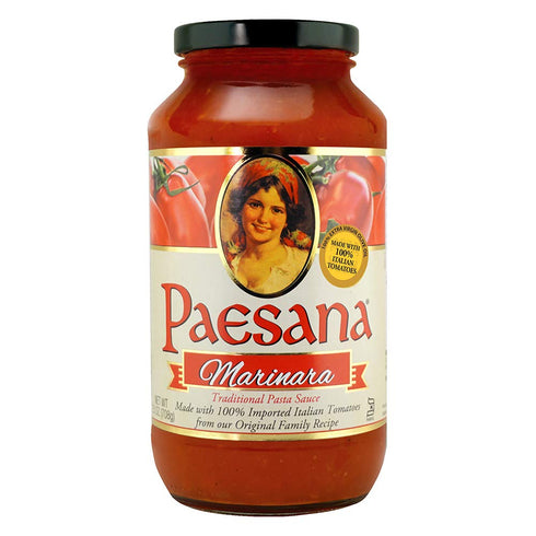 Paesana 100% Packed 25 oz (2 Pack) Traditional Marinara Pasta Sauce Gluten Free, Vegan Friendly and made with Imported