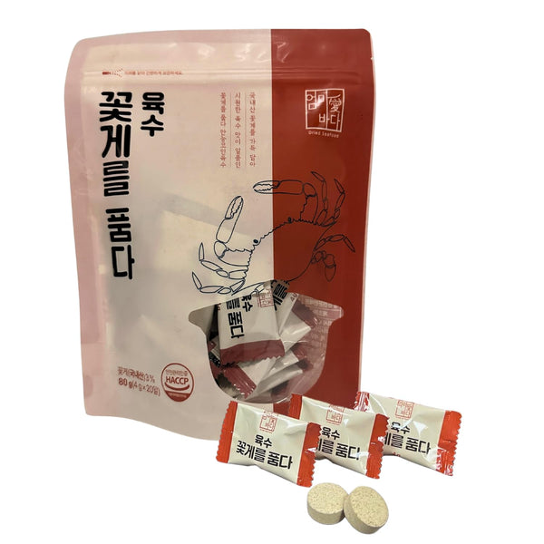 Han Maru Korean Crab Flavor Seafood Stock Tablets, Instant Broth Coin Tablets, 80 g