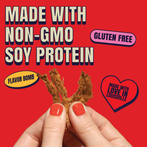 Louisville Vegan Jerky – Pepperoni Pizza Vegan Meat, Gluten-Free High Protein Snacks, 19g Non-GMO Soy Protein