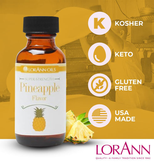 LorAnn Oils Super Strength Flavoring, Pineapple, 1 fl oz, Bold Natural Flavors for Candy Making
