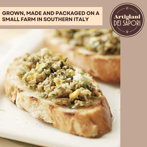 6.3 oz, ARTIGIANI DEI SAPORI - Bruschetta Spread with Olives & Anchovies, Premium Italian Appetizer, Bruschetta Topping