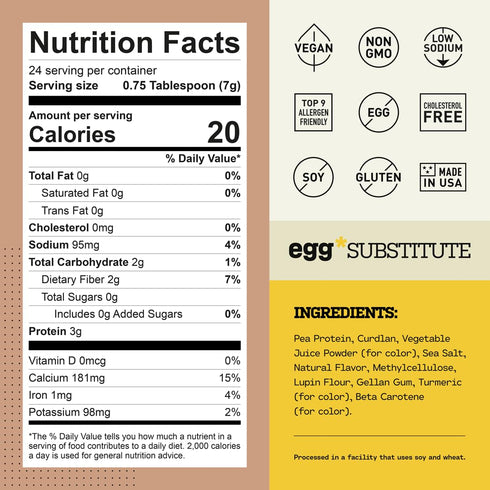 3 (1 pack (5.6 oz)) AcreMade Plant-Based Egg Substitute, Dry Powder, Shelf Stable, Vegan, Gluten Free, Soy-Free, Low