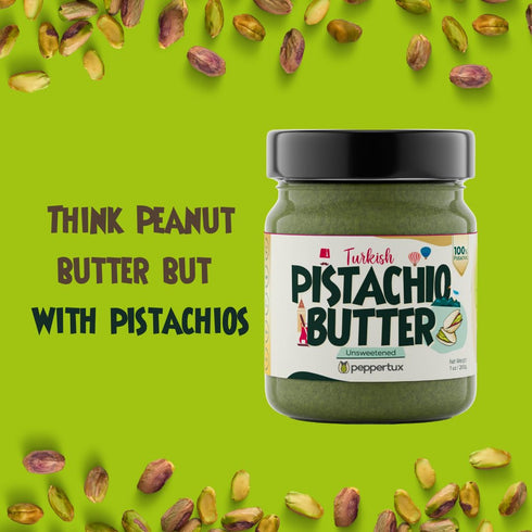 100% (7oz) Peppertux Farms Pistachio Butter - Natural Vegan Spread Pistachio Paste for Baking, Cake, Ice Cream, Cookie