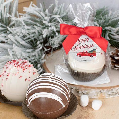 3 Pcs Christmas Hot Chocolate Bombs Gourmet White Chocolate Favors with Crushed