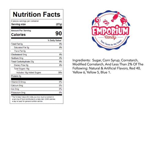 EMPORIUM CANDY TASTY TREATS FOR THE TUMMY 2 lb Fruit Gel Slices Candy Assorted Fruit Jellies, Sugar Coated Chewy, Old