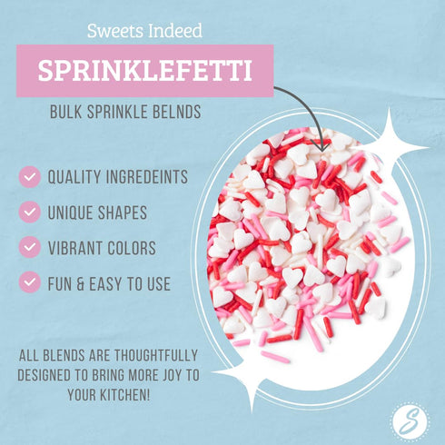 Jimmies 10 Sweets Indeed Valentines Day Sprinkles with Hearts | Bulk Mix | Red White Pink Sprinkle Mix for Baking