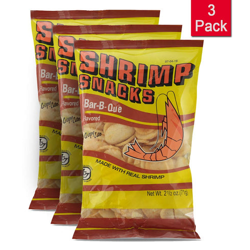 Marco Polo 7.5oz (213g) 3 Pack Shrimp Snacks Bar-B-Que Flavored
