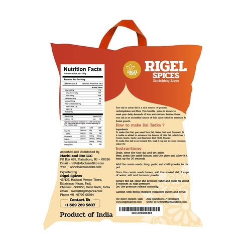 4 lbs Rigel Spices Toor Dal - Protein Rich Pigeon Pea Split - Arhar Dal for Nutritious Meals - Natural Yellow Toor Dal
