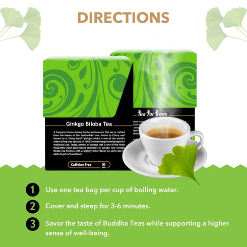 Buddha Teas Ginkgo Biloba Organic Herbal Tea - 18 Tea Bags for Cognitive Balance & Overall Health