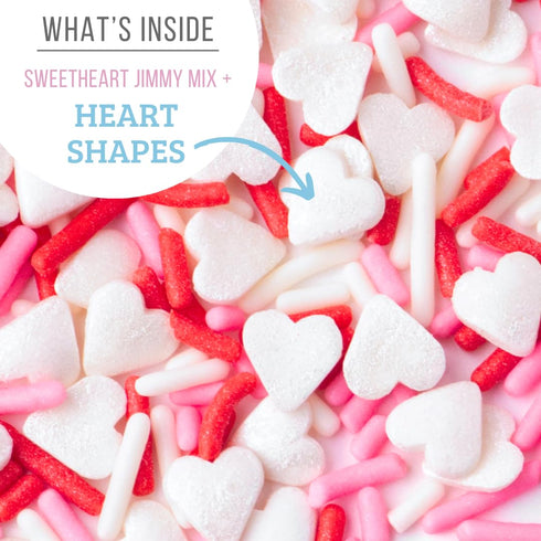 Jimmies 10 Sweets Indeed Valentines Day Sprinkles with Hearts | Bulk Mix | Red White Pink Sprinkle Mix for Baking