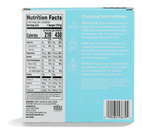 365 by Whole Foods Market 10.7 OZ Seasoned Caramelized Onion & Black Pepper Turkey Burgers