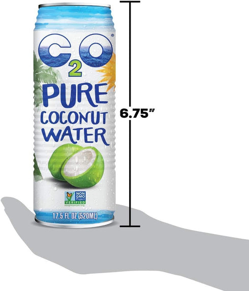 C2O 17.5 OZ (Pack 12) Pure Coconut Water | Plant Based | Non-GMO | No Added Sugar | Essential Electrolytes | FL