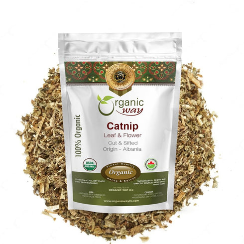 Organic Way Catnip Leaf and Flower Cut & Sifted (Nepeta cataria) -