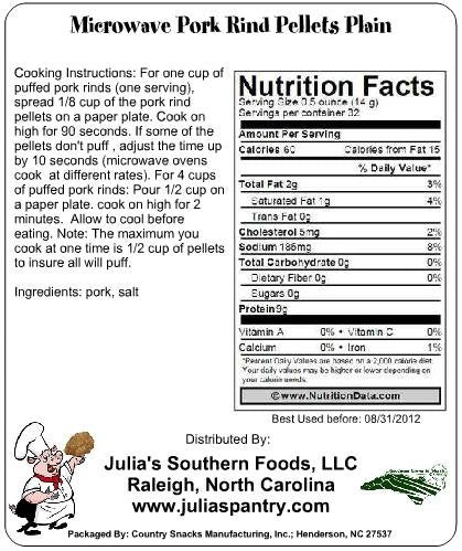 Chef Piggy Tail Free,16 (Pack 2) Microwave Pork Puffies Pork Rinds, Original, Gluten Ounce