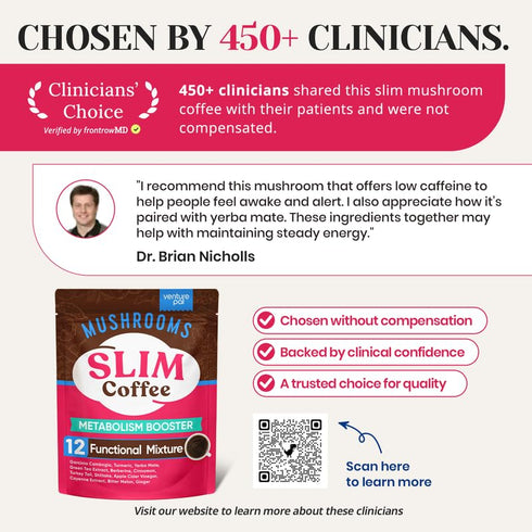 40 Venture Pal Slim Mushroom Coffee, Instant Coffee with Berberine, Cinnamon, Yerba Mate & Turmeric, Supports Weight
