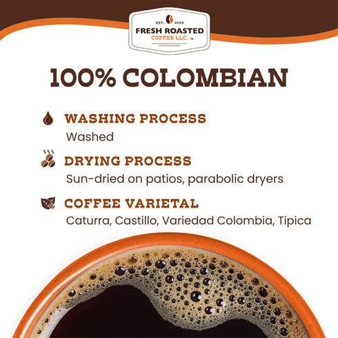Coffee,100% 2 lb (32 oz), Fresh Roasted Colombian, Medium Roast, Kosher, Ground