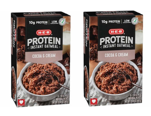 HEB Instant Oatmeal - 2 boxes (Cocoa & Cream Protein 8ct)