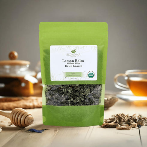 50g 1.76oz Biokoma Organic Lemon Balm Dried Leaves Melissa Officinalis Loose Herb Calming Relaxing Sleep Digestive