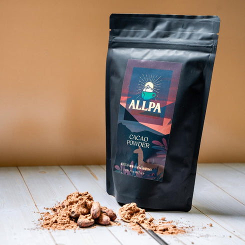 8 oz, 100% Allpa Peruvian Cacao Powder Pure Unsweetened Single Origin Cacao from San Martin, Peru, Non-Alkalized