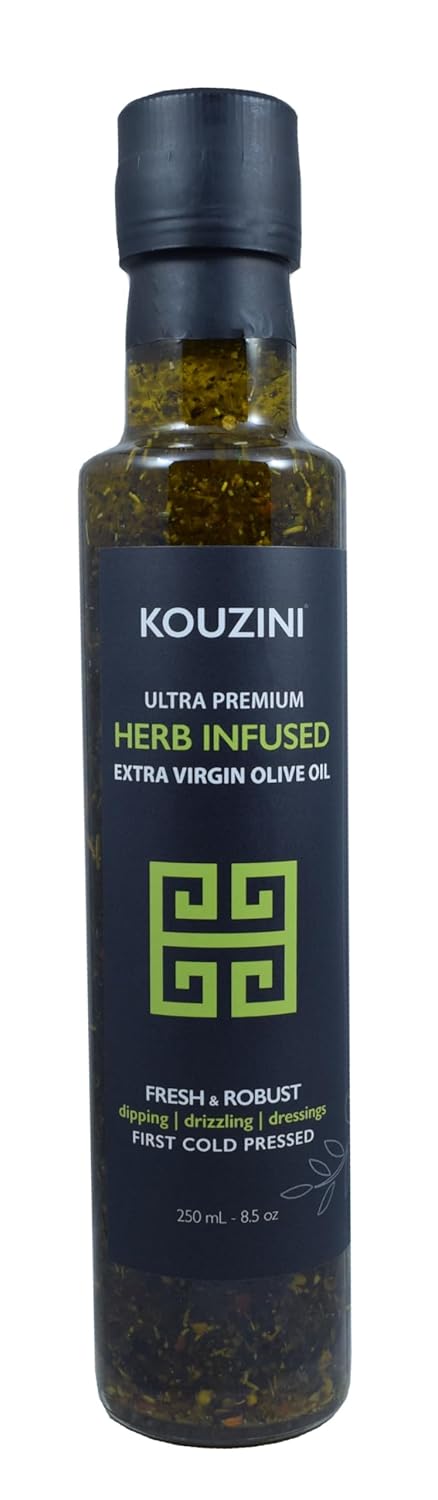 (2x250ML Two - Infused Kouzini Greek Extra Virgin Olive Oil Bottle)