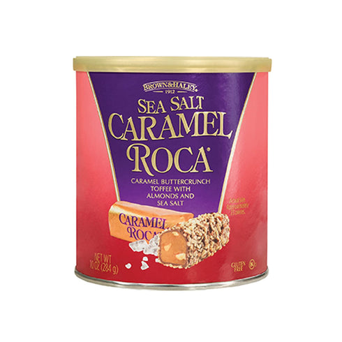 Pack 2 10oz Almond Roca of Sea Salt Caramel Roca Canisters - Individually Wrapped Caramel Candy - Sea Salt Caramel
