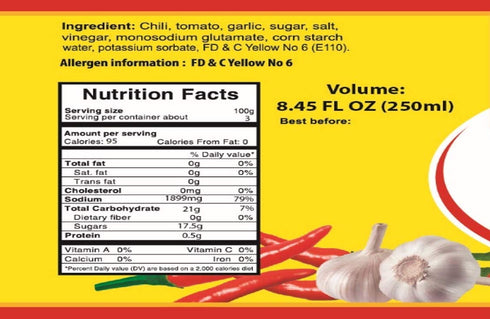 Cholimex 8.45 Oz (250ml) Pack 6 Hot Chili Sauce - Fl