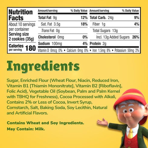 13 oz Keebler E.L. Fudge Double Stuffed Elfwich Cookies, Sandwich Cookies Stuffed with Crme Filling