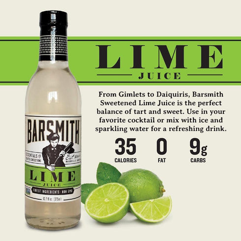 Gimlet, 12.7-oz. Pack 3 Barsmith Bar Essentials Sweetened Lime Juice, Mouth-Puckering Lime Flavor for the Perfect