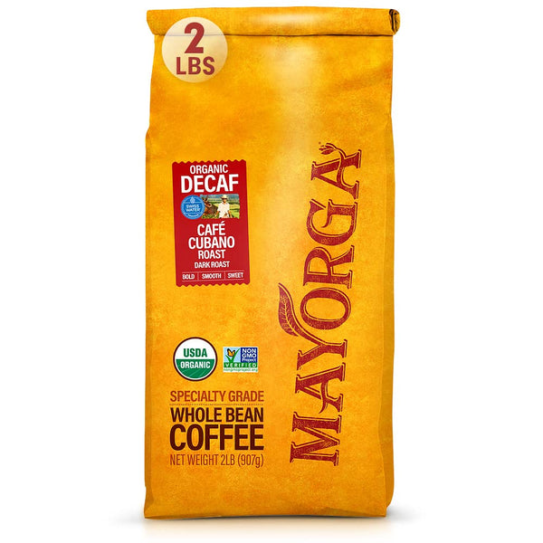 Mayorga Decaf Coffee 2lb Bag Dark Roast Organic Swiss Water Decaffeinated Cubano