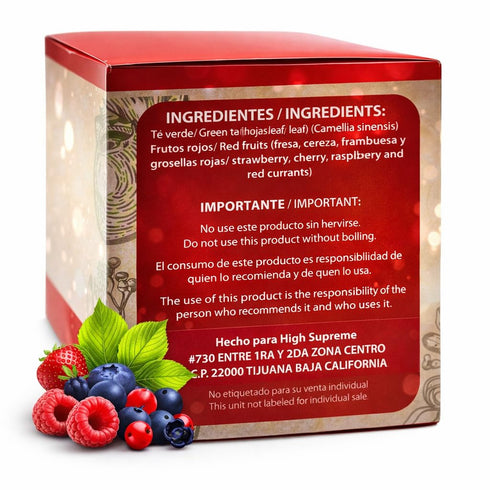 25 100% Frutos Rojos (Red Fruits) Herbal Tea Tea Bags Caffeine-Free Berry Infusion Naturally Tart & Refreshing Flavor