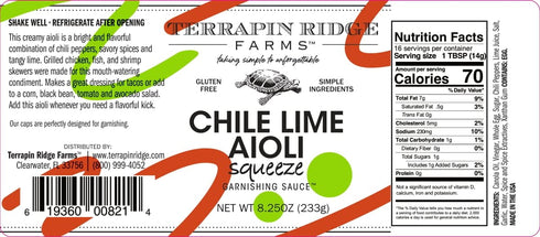 Terrapin Ridge Farms Chile Lime Aioli Garnishing Sauce - 8.25 Ounce Bottle
